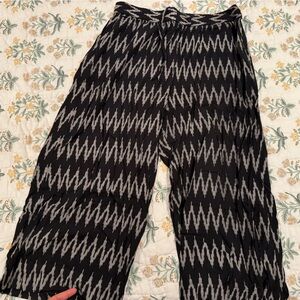 Black and Gray Patterned Wide Leg Palazzo Pants